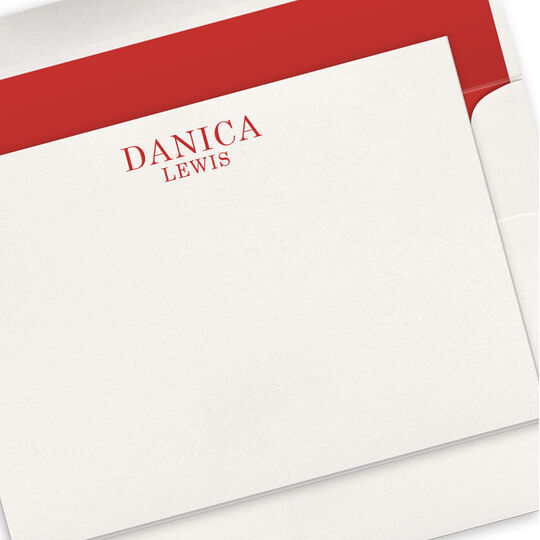 Lewis Stacked Name Flat Note Cards - Letterpress